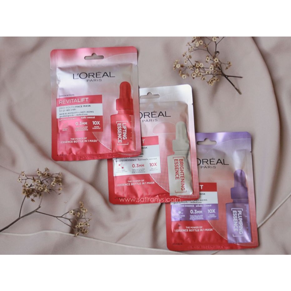 (SALE) Sheet Mask LOreal Paris All Varian - Revitalift Serum Face Mask Skin Care - Masker Wajah Lembaran L'oreal - Plumping, Lifting, Brightening, Crystal, Hyaluronic Acid