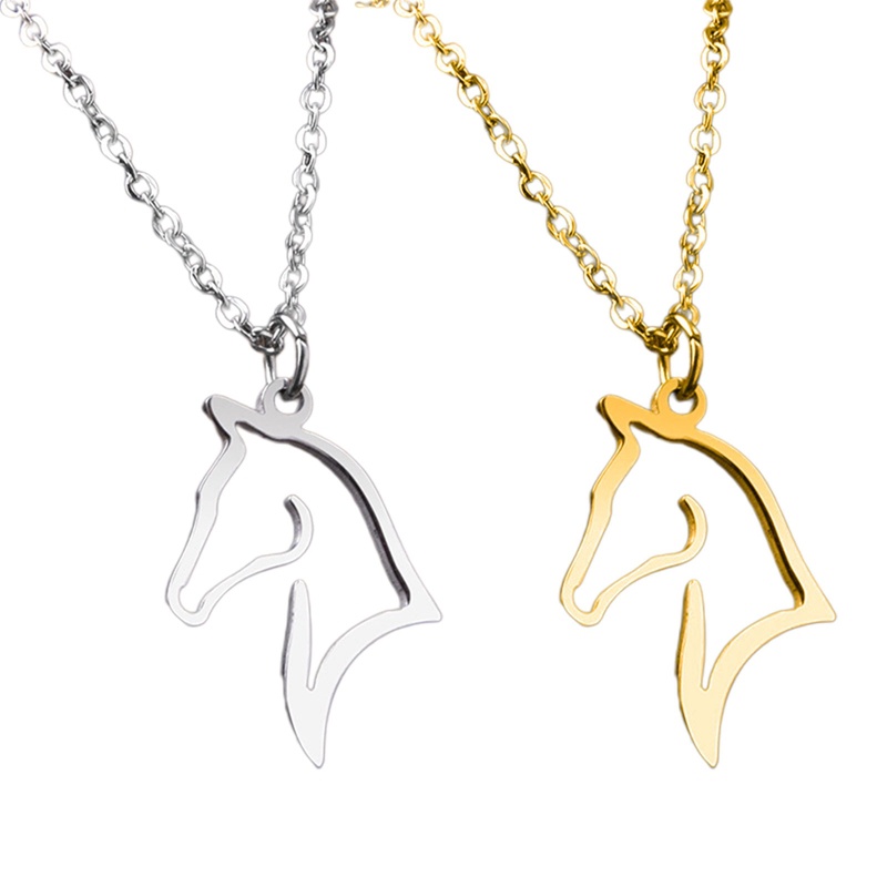 Kalung Liontin Kepala Kuda Untuk Wanita Pria Anti Karat Hewan Kuda Aksesoris Rantai Necklaces Jewelry