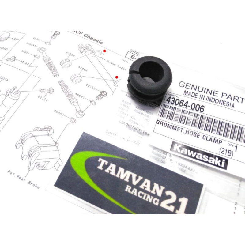 KARET GROMMET BREKET SELANG REM BELAKANG  NINJA R OLD SS SATUAN ORIGINAL