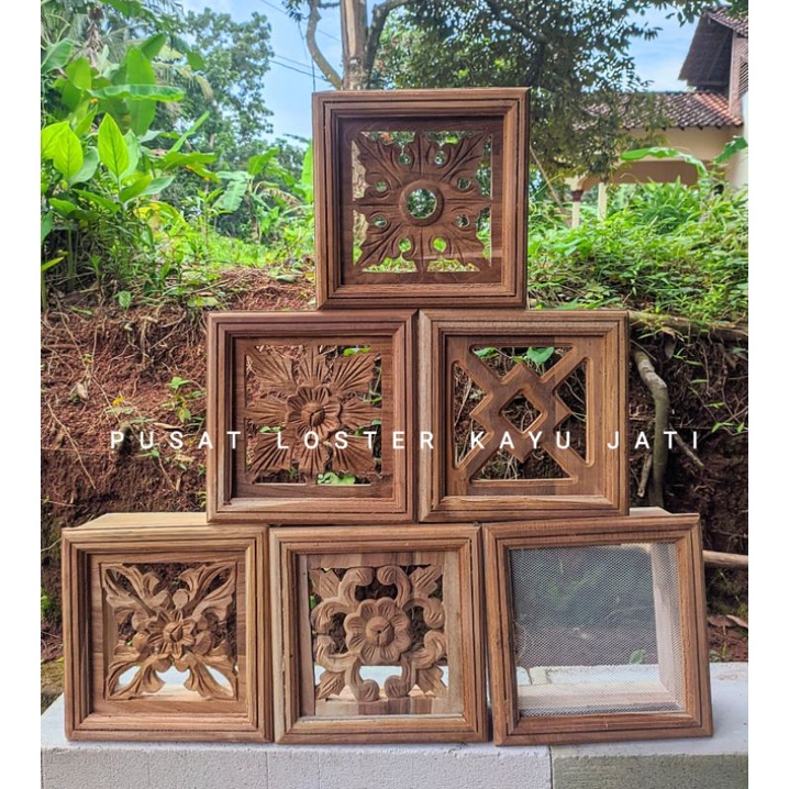 loster kayu jati kotak ukuran 23x23x10