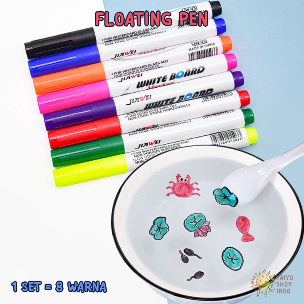 

TAIYO Spidol Ajaib Floating Pen Set 8 Pcs Warna Mengapung di Air Magic Water Marker Menggambar Kreatif Edukasi