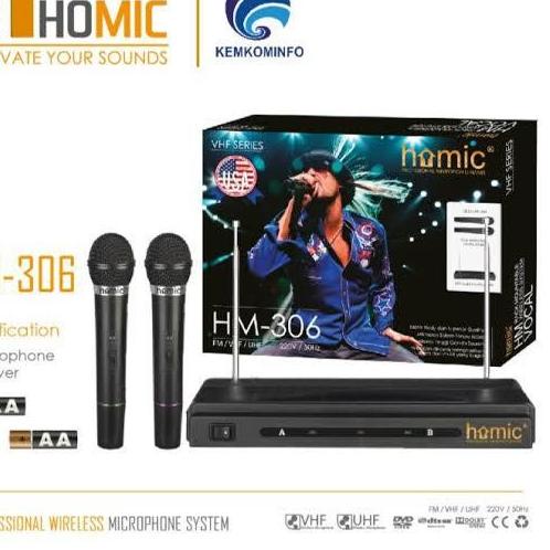 ✶ COD Mic Microphone HOMIC Double Wireless HM-306 HM-306 VHF Series//MIC KARAOKE//MIC WIRELESS HOMIC