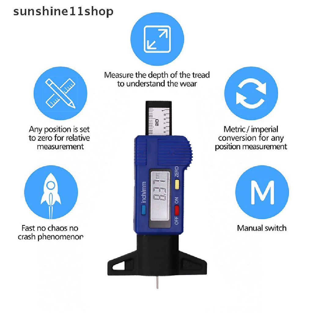 Sho Meteran Pengukur Kedalaman Tapak Ban Mobil Digital Alat Ukur Deteksi Keausan Ban N