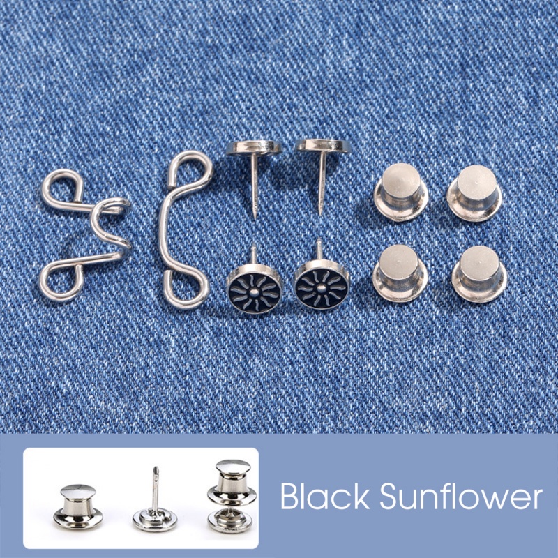 Adjustable Sunflower Nail-free Waist Buckle/DIY Celana Jeans Metal Extender Button/Alat Jahit Pakaian Yang Dapat Dilepas