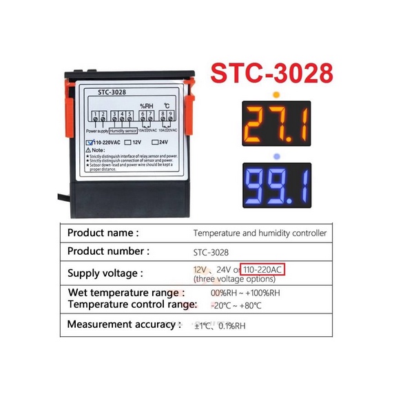 Thermostat Hygrostat Digital STC-3028 &amp; STC-1000