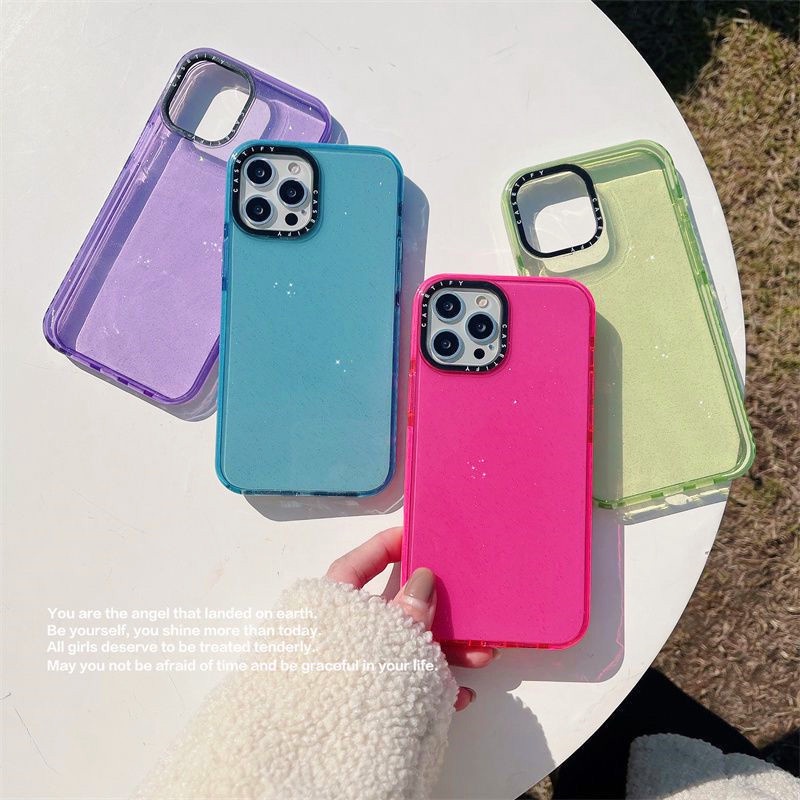 IPHONE Casing Ponsel Transparan Simple Warna Permen Untuk Iphone14 13 12 11 Pro Max14 13pro 78 Plus X XS XR Bening Mengkilap Casing Tahan Guncangan full cover