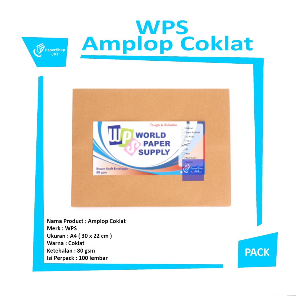 

WPS - Amplop Coklat Ukuran A4 ( 30 x 22 cm ) - Pack