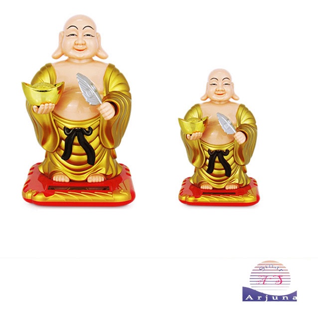 Pajangan Mobil Patung Boneka Budha Buddha Julaihut Lucky Kipas Uang 18cm Rezeki Fortune Solar