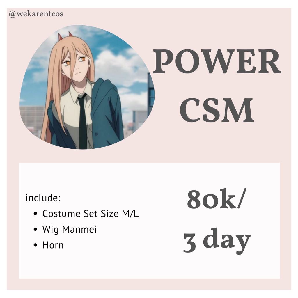 Rental Costume Anime Cosplay Power Chainsaw Man Murah Jabodetabek Serang Banten Jawa Wig