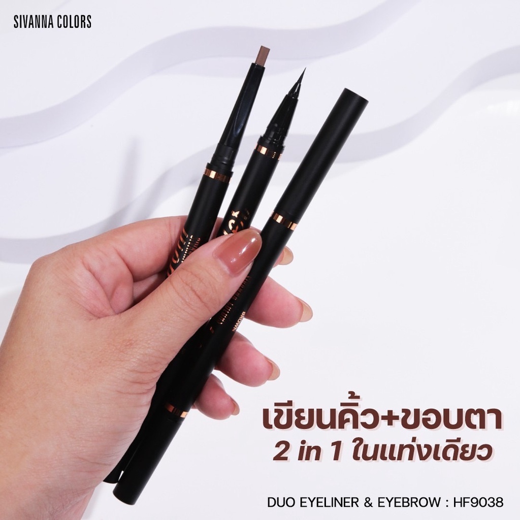 Sivanna Colors Wonder Duo Eyeliner &amp; Eyebrow Waterproof Long Lasting HF9038 | Pensil Alis