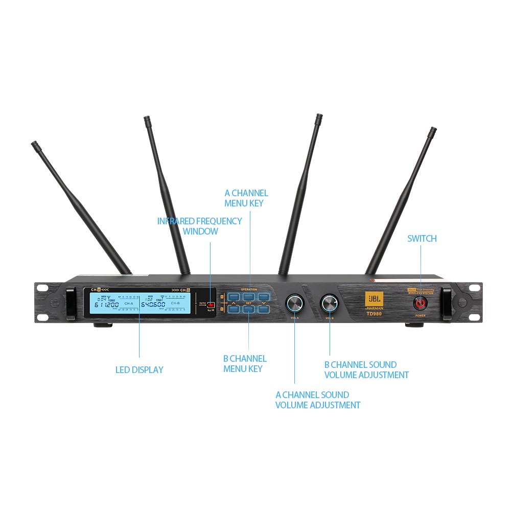 Versi profesional asli  TD980 baru satu derek dua mikrofon logam nirkabel bagian U dapat berupa FM KTV bernyanyi hiburan keluarga pelatihan pidato karaoke / pertunjukan udara terbuka / kegiatan kuil bernyanyi langsung, adegan pernikahan, COD anti pelui