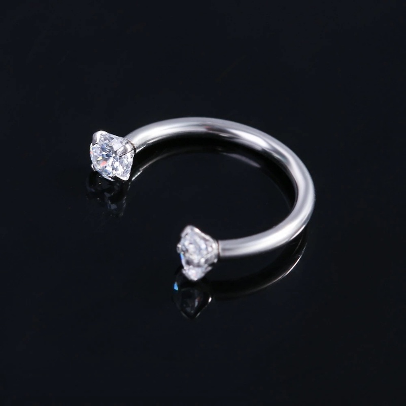 We Flower 1PC U Shape Zircon Stainless Steel Piercing Klip Anting Untuk Wanita Pria Unisex Keren Fashion Tindik Hidung Bibir Cincin Telinga Manset Perhiasan