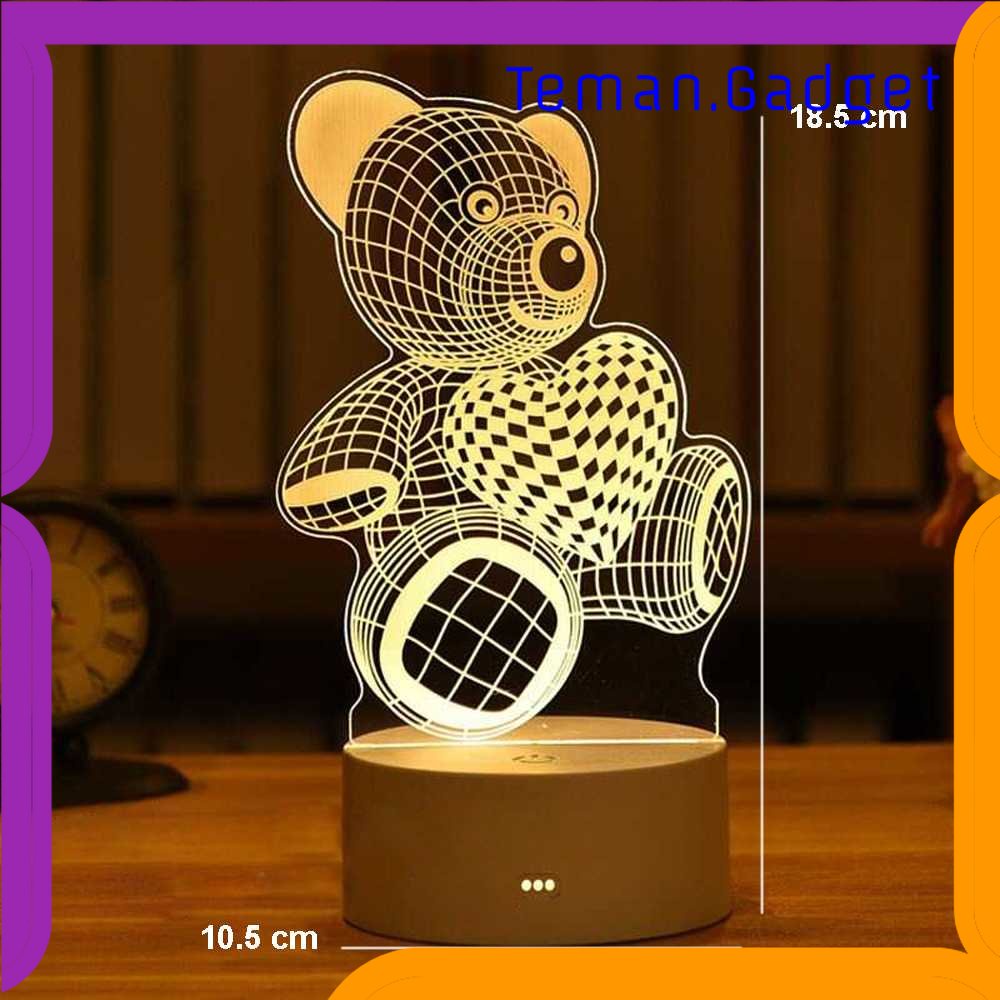 TG-LMP OKAL Lampu Hias Akrilik 3D Bear 3000K Warm White - J-001