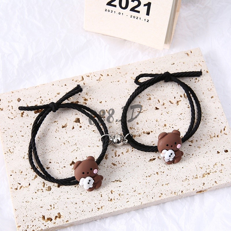 2pcs Gelang Couple Magnet Pasangan Karakter Kelinci Untuk Pacar Sahabat Bestie Kekinian GL 33