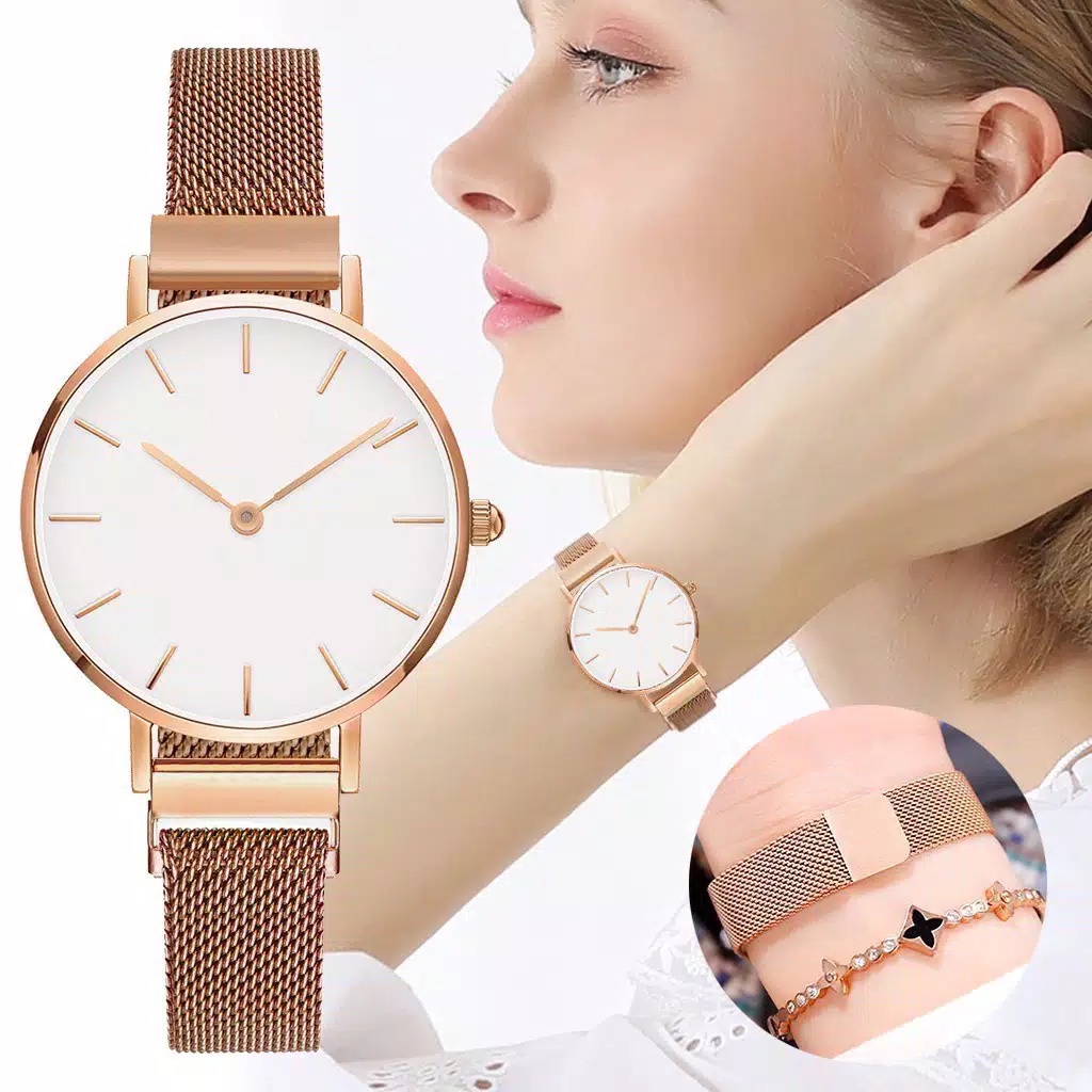 AXNAT JAM TANGAN WANITA RANTAI MAGNET MURAH GROSIR FASHION KOREA PRIA COUPLE DD023