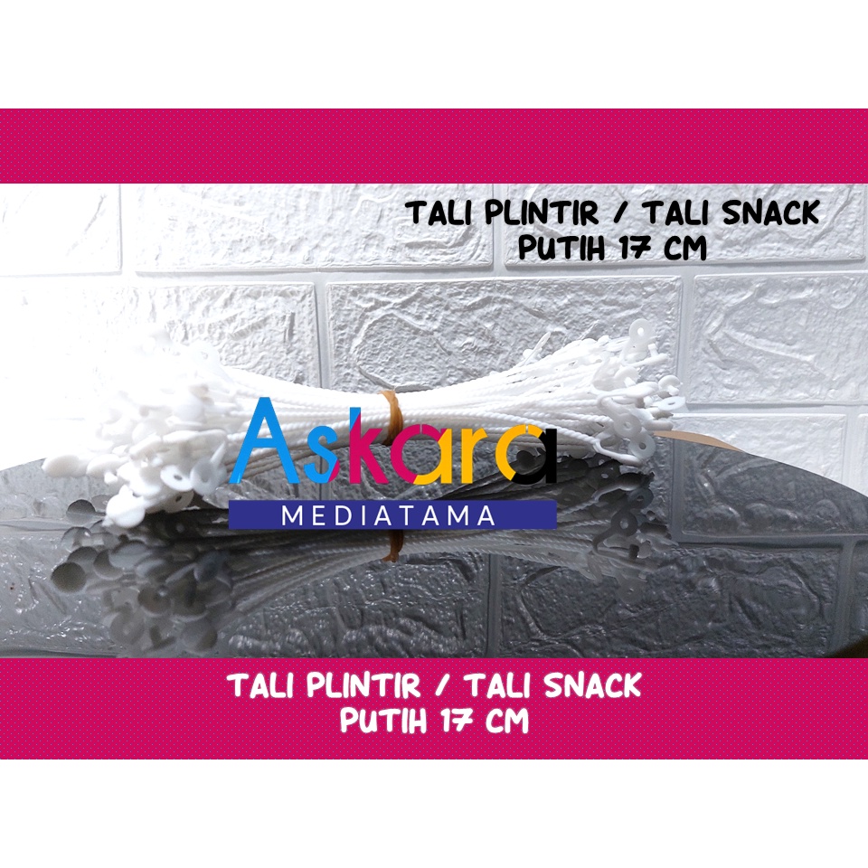 

[Isi 50 pcs] Tali Plintir Plastik Snack Hampers Souvenir Lebaran Ulang Tahun Putih 17 cm