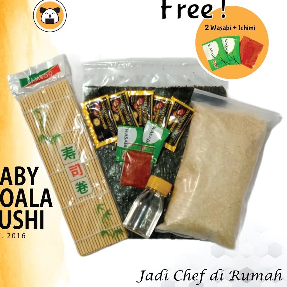 

◙ PAKET BAHAN SUSHI LENGKAP 10 Porsi Halal │ Beras Japonica, Nori, Bambu Mat, Shoyu, Sushi Seasoning ◄