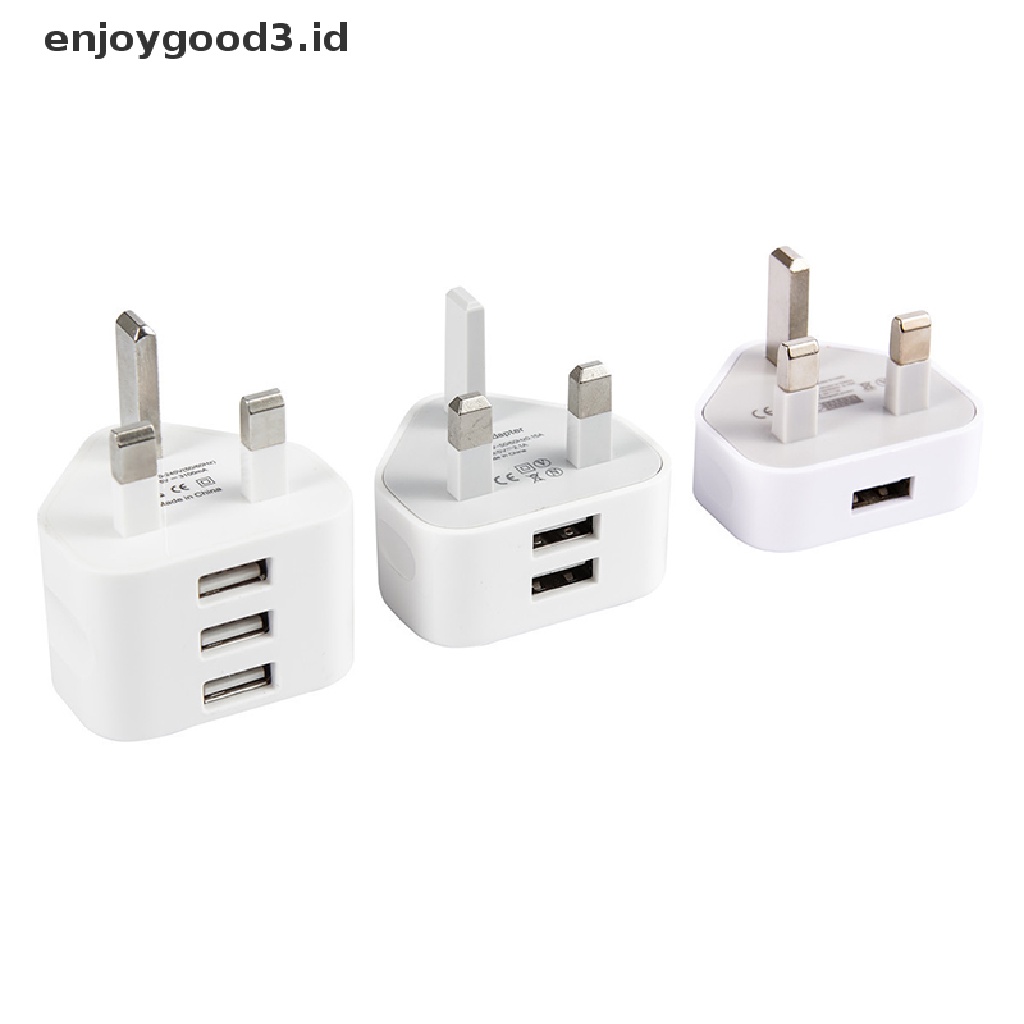 【 Rready Stock 】 Universal UK Wall Plug Power 3 Pin Adapter Charger With 1 / 2 / 3 USB Ports Charging For Mobile Phone Tablets Portable Mini Wall Charger （ ID ）