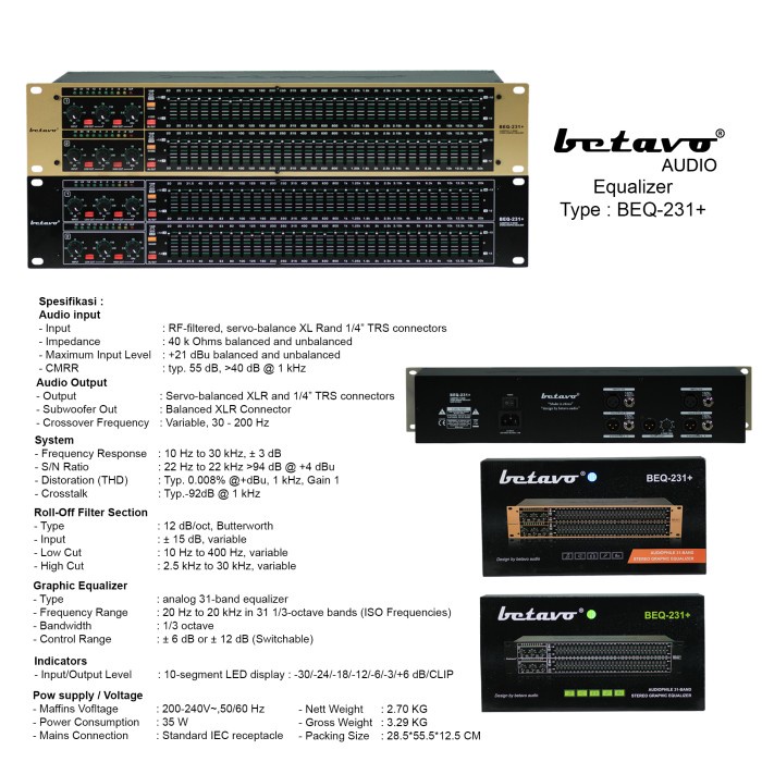 Equalizer Betavo BEQ-231+ - Hitam