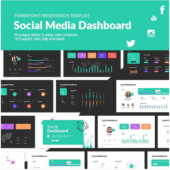 

NS Social Media Dashboard PowerPoint Presentation Template