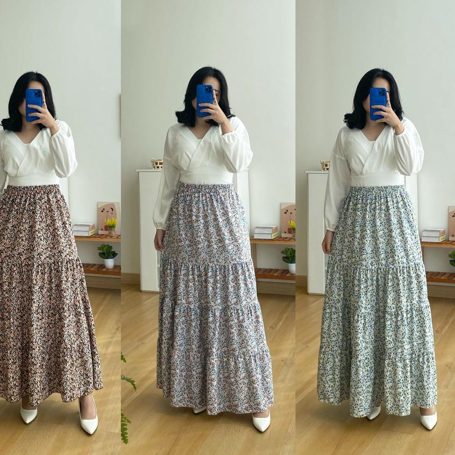 ◌ YURIM - ROK SUSUN MAXI MOTIF BUNGA BAHAN HYGET PREMIUM ✷