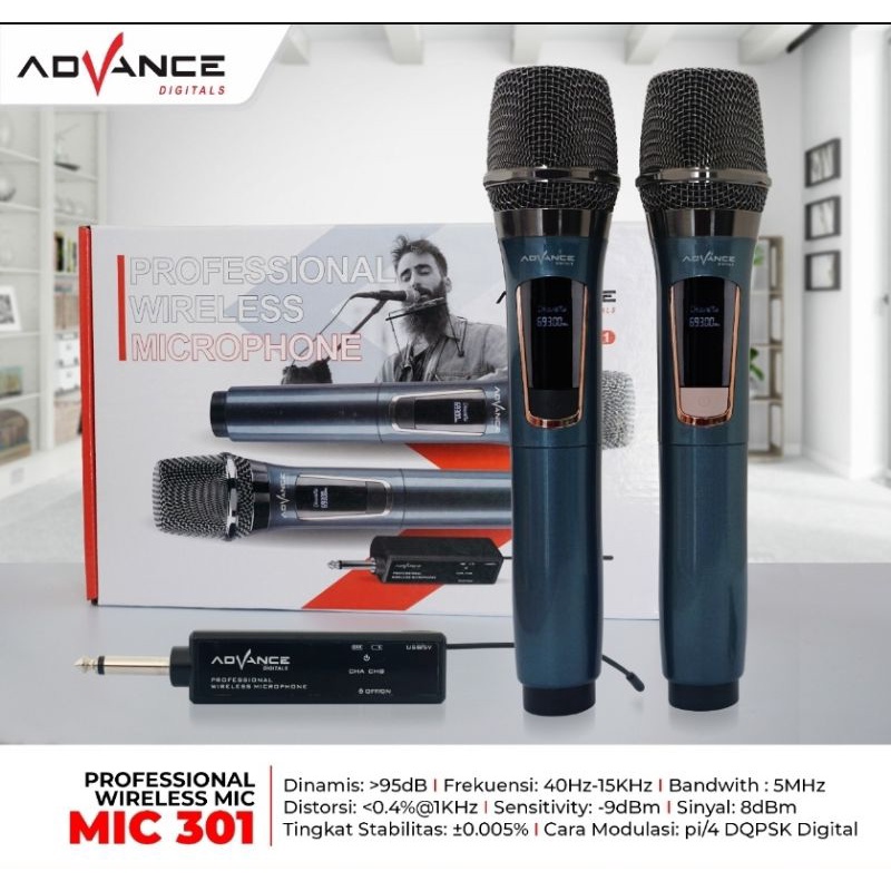 ADVANCE PROFESIONAL WIRELESS MICROPHONE MIC 202 W1061 MIC 201 MIC 301