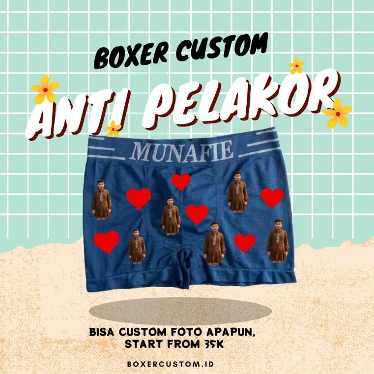 HARGA SPESIAL SEHARIJADI / SATU HARI JADI BOXER CUSTOM / CUSTOM BOXER MUKA PACAR / KADO ULTAH / BOXE