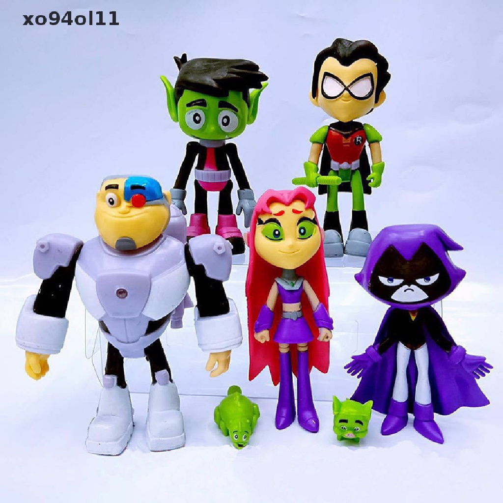 Xo 7pcs/Set Remaja Titans Go Robin Cyborg Beast Boy Raven Action Figure Mainan Anak Hadiah OL