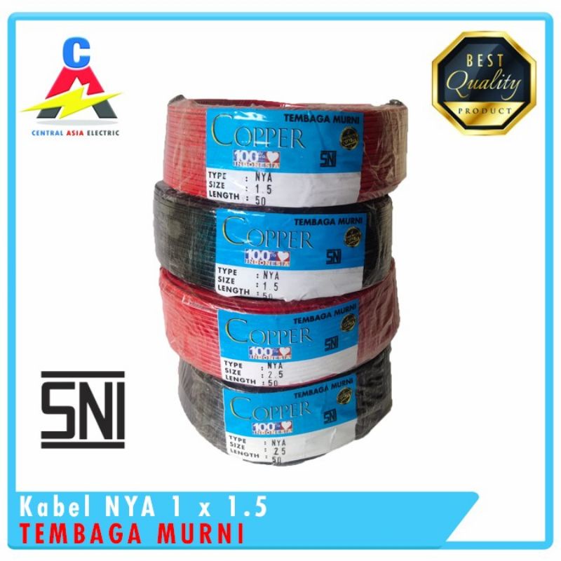 Kabel Listrik Kawat NYA 1 x 1.5 (50 Yard) Tembaga Murni SNI