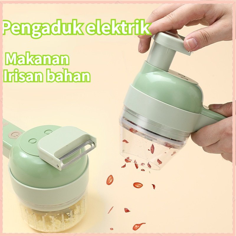 【Ready Stock】6 In1 Pemotong Sayuran Mixer Lada Bawang Bawang Putih Slicer Mixer Portabel Mini Nirkabel