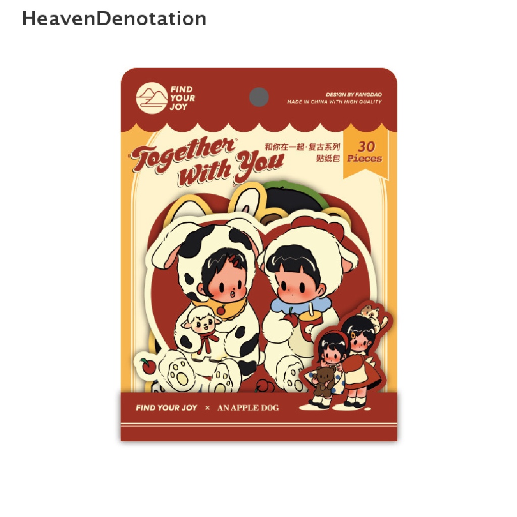 [HeavenDenotation] 30pcs Together With You Set Stiker Alat Tulis Gaya Vintage Untuk Packing Hadiah HDV