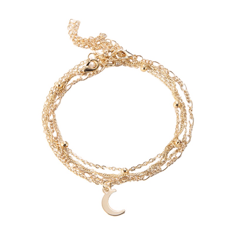 4pcs/set925 Sterling Silver Bulan Liontin Rantai Gelang Kaki Untuk Wanita Musim Panas Pantai Pesta Barefoot Sandal Kaki Gelang Kaki Perhiasan