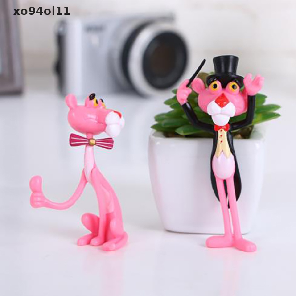 Xo 4pcs/lot Action &amp; Toy Figure Pink Panther Boneka Lucu Micro Landscape Dekorasi OL