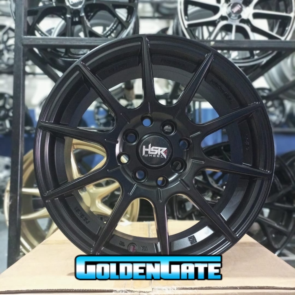 Velg mobil jari jari racing R15 HSR RAI-S2 Ring15 lebar 65 hitam brio agya calya dll MURAH