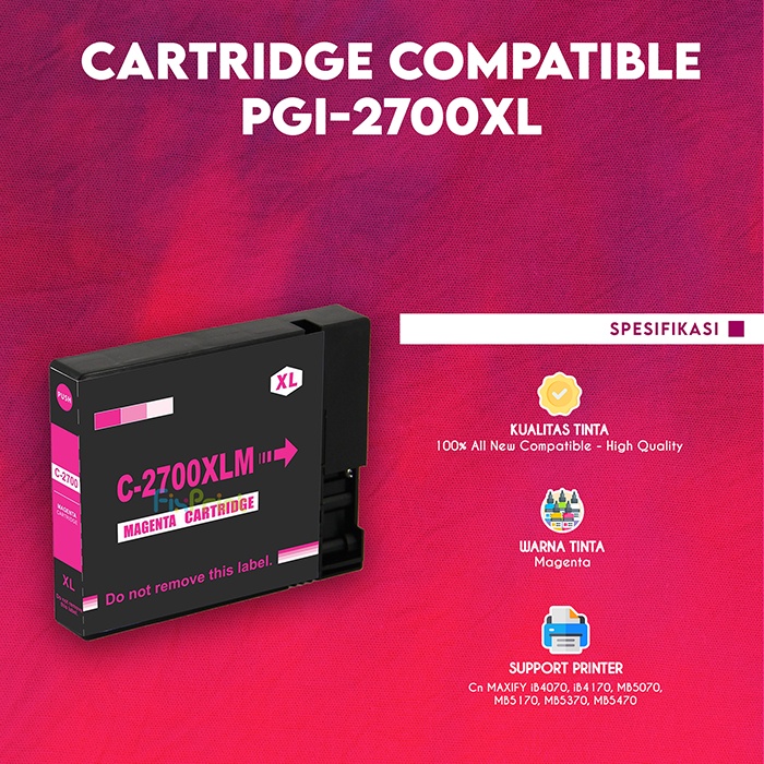 Cartridge Tinta Compatible Cn PGI 2700XL PGI-2700XL PGI2700XL Black, Refill Printer MAXIFY iB4070 iB