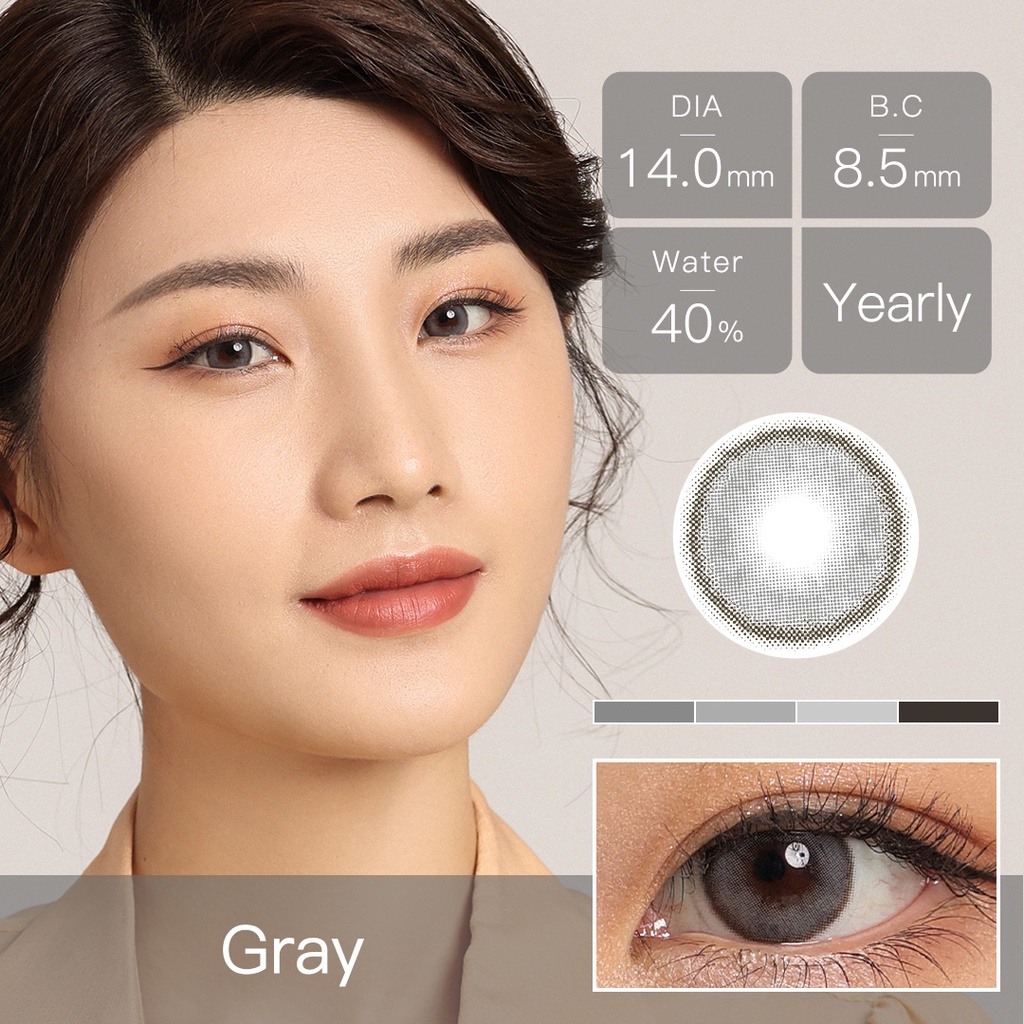 [✅Hadiah gratis]  Softlens Mata Normal,  Lensa Kontak Warna Alami, Soflens Murah Grey Lensa Warna