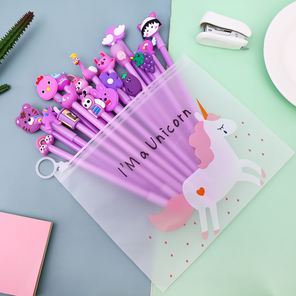 20pcs Kawaii Stationery Black Ink Pen/Pena Gel Lucu Perlengkapan Sekolah Perlengkapan Sekolah