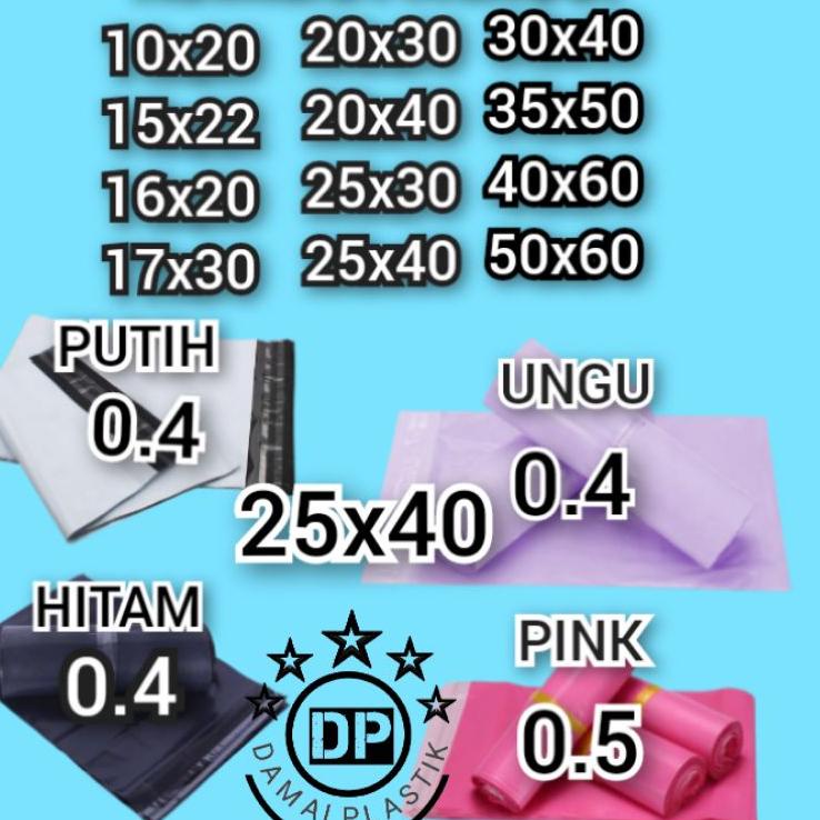 

Stock Ada Kantong Plastik Packing PE 25x40CM Polymailer Hitam Putih Pink 25x40 Amplop ungu