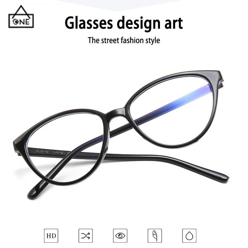 COD❤️kacamata Korea Wanita Kacamata Anti Radiasi Retro Wanita Fashion Cat Eye Eyeglasses Versatile Optical Glasses UV400 Bingkai-A.one