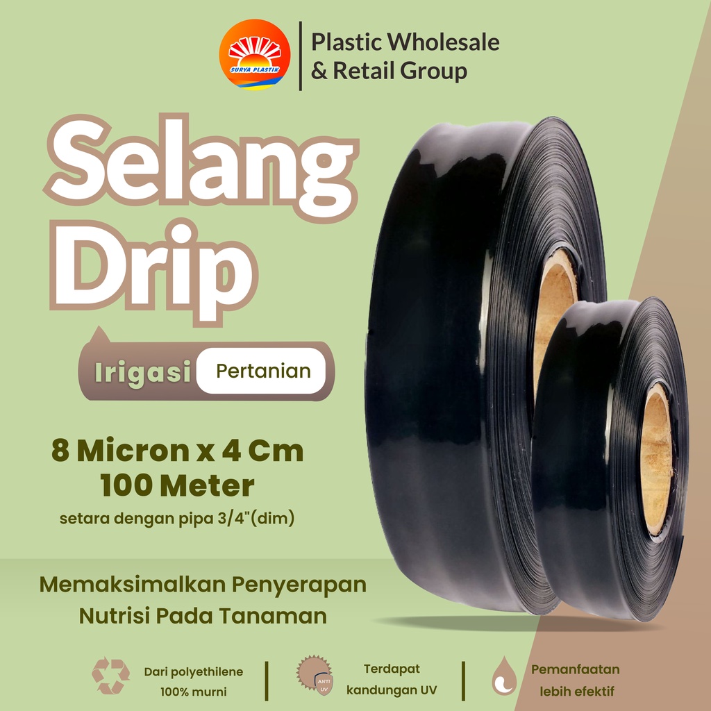 Selang Drip 8 Micron 4 cm 100 meter - Pipa 3/4 inch