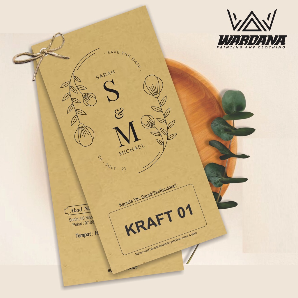 Undangan Pernikahan Simple Rustic Kraft Coklat [R05]