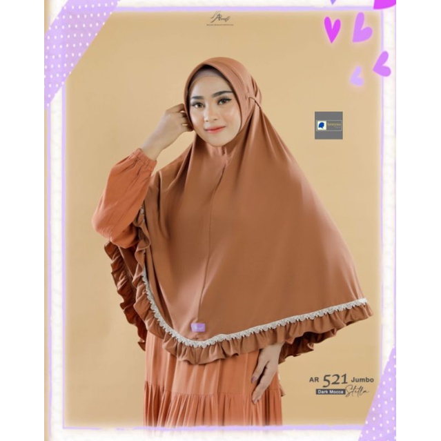 Hijab ARRAFI Instan AR 521J Bergo Jumbo Syari Stella Premium Polos Rempel Tali Pet Antem