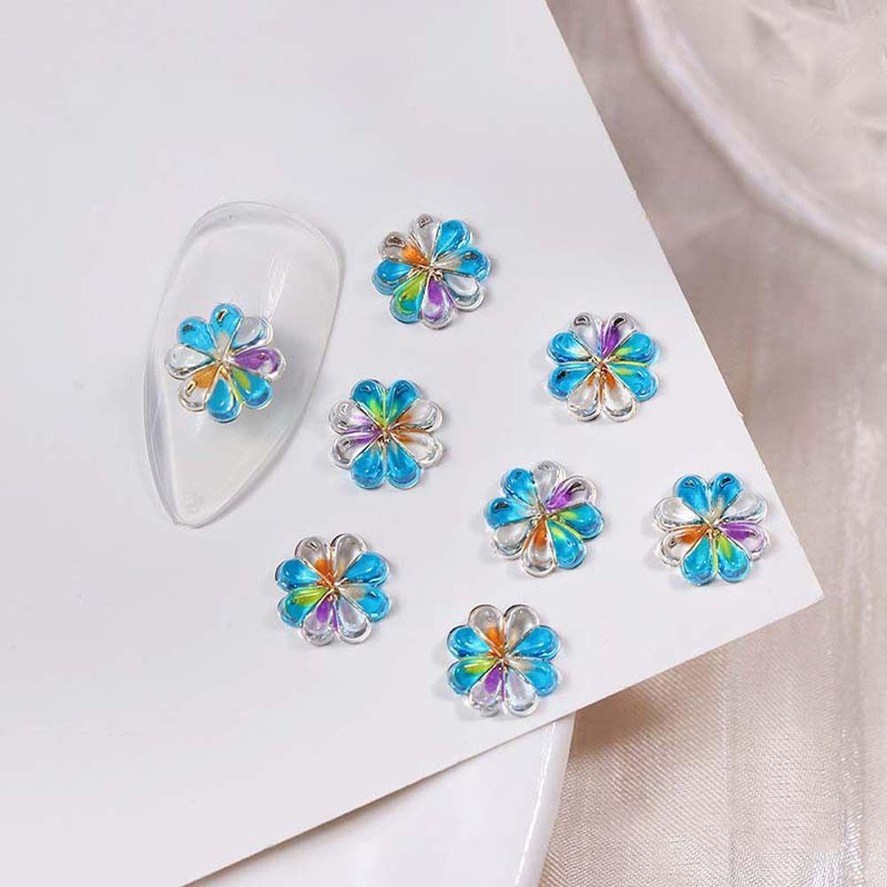 Agustina Clover Hiasan Kuku Wanita Korea Nail Art Perhiasan Gradien Clover Nail Art Rantai Hiasan Kuku