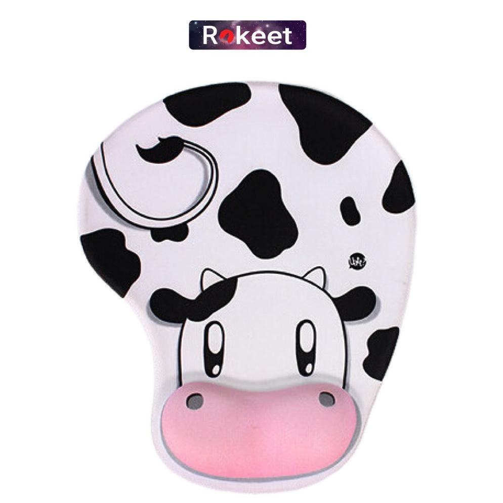 MK05 Rokeet Mouse Pad Silikon Dengan Bantalan Pergelangan Tangan Motif Kartun Lucu Anti Slip Origina