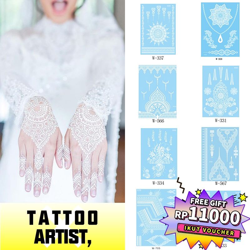 Tato Hena Pengantin Bride Tattoo Henna Instan Henna Putih Wedding Tatt
