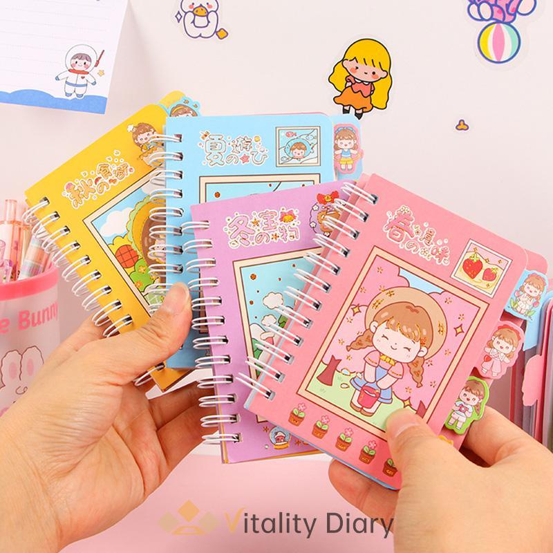 

【COD❤️】Buku Catatan Lucu Siswa Scrapbook Coil Buku Portabel Dengan Stiker Di Dalamnya-VDY