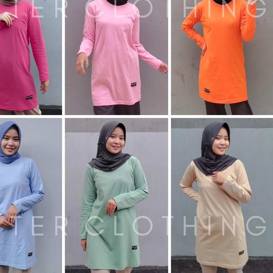 ☁ kaos tunik giter bahan katun combed  original - tunik kaos oversize - baju olahraga muslimah ( gre