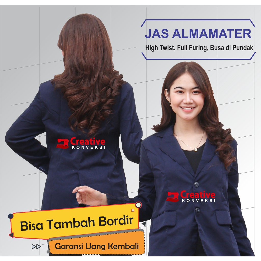 Jas almamater navy polos full furing, jas sekolah osis, jas pondok, jas kampus