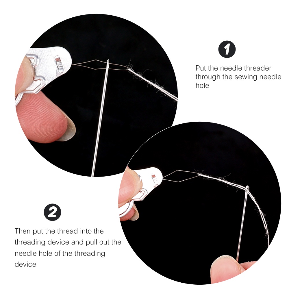 Jarum Manik-Manik Threaders/Alat Membuat Perhiasan Peralatan Silver Tone Bow Wire Aluminium Sewing Needle Threader