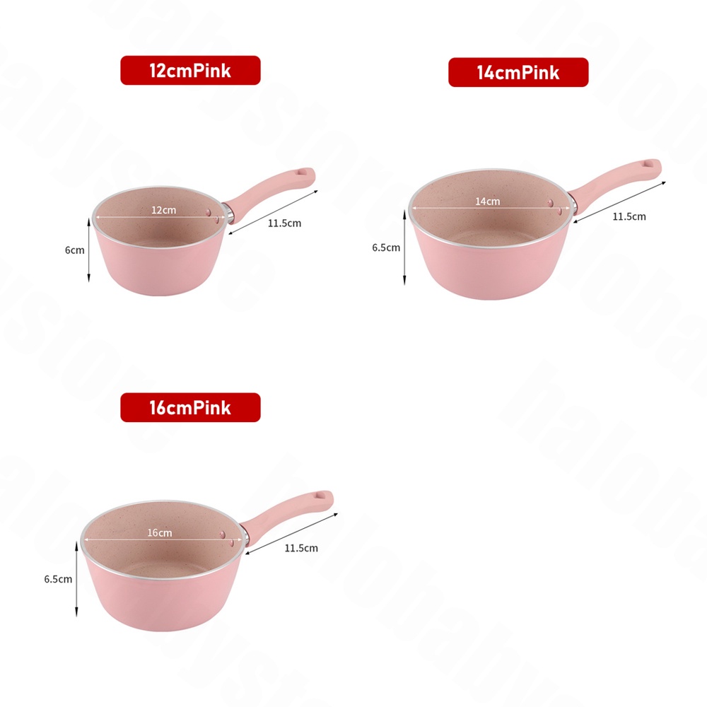 Halobaby Panci teflon Marble/Panci Mpasi Bayi Foodgrade /Sauce Pot anti lengket 12cm/14cm/16cm